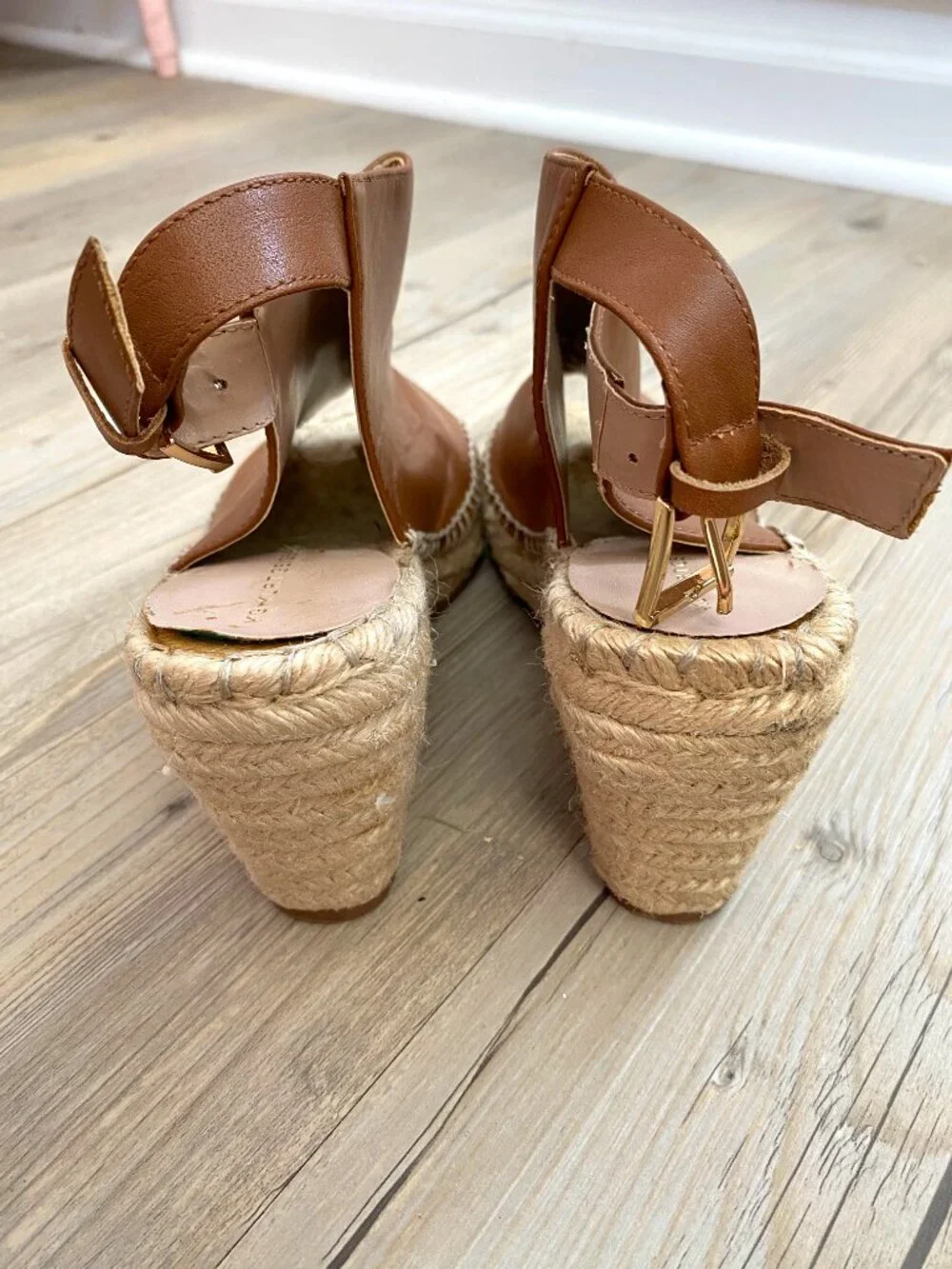 Kurt Geiger Brown Espadrille Peep Toe Wedges - Size 37